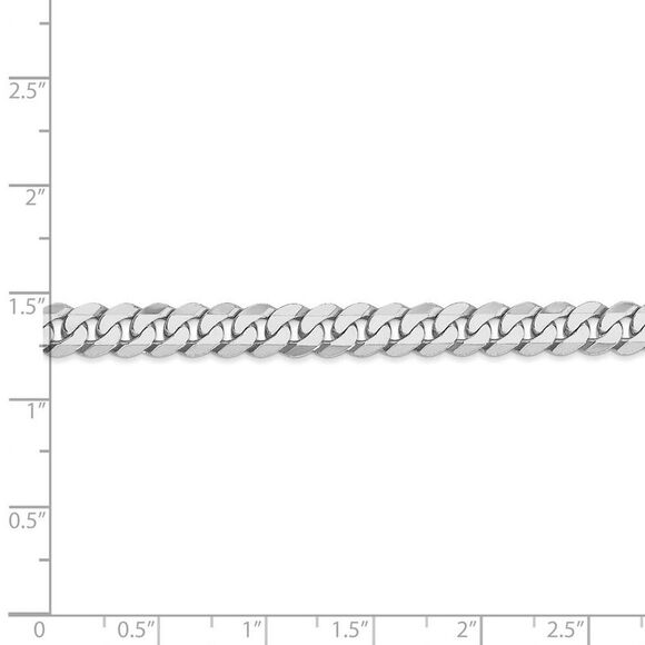 Men's 6.25mm, 14k White Gold, Flat Beveled Curb Chain Necklace, 20 In - Picture 5 of 8